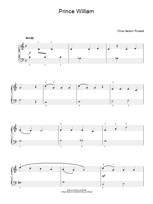 Olive Nelson Russell Prince William Sheet Music Notes & Chords for Piano - Download or Print PDF