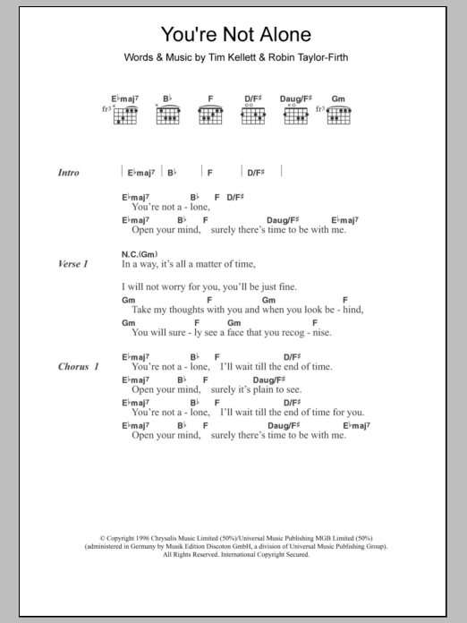 Olive You're Not Alone Sheet Music Notes & Chords for Lyrics & Piano Chords - Download or Print PDF