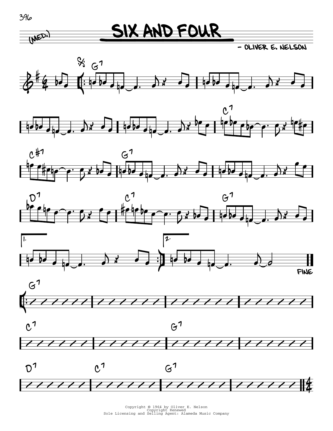 Oliver E. Nelson Six And Four Sheet Music Notes & Chords for Real Book – Melody & Chords - Download or Print PDF
