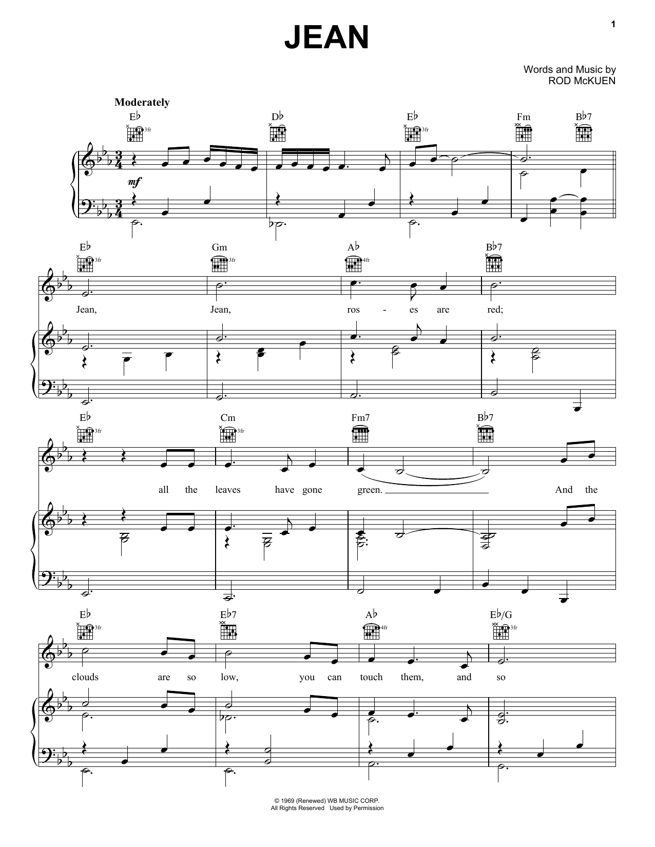 Oliver Jean Sheet Music Notes & Chords for Melody Line, Lyrics & Chords - Download or Print PDF
