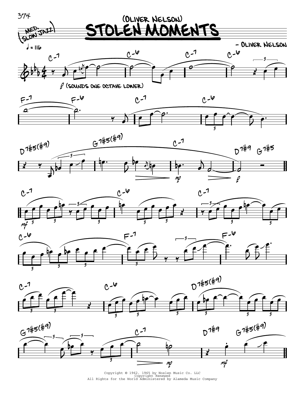Oliver Nelson Stolen Moments (solo only) Sheet Music Notes & Chords for Real Book – Melody & Chords - Download or Print PDF