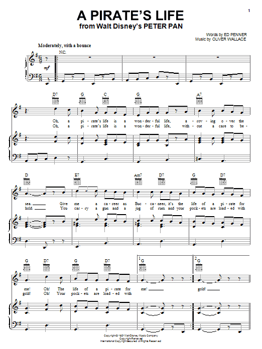 Oliver Wallace A Pirate's Life (from Peter Pan) Sheet Music Notes & Chords for Bells Solo - Download or Print PDF