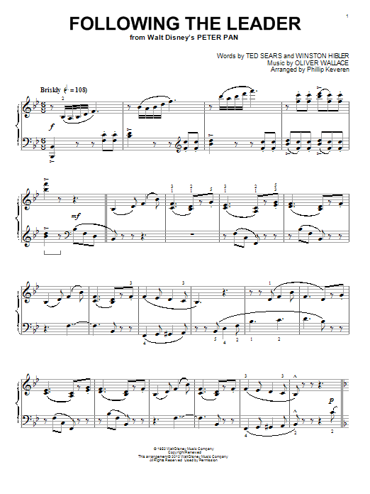 Oliver Wallace Following The Leader [Classical version] (from Peter Pan) (arr. Phillip Keveren) Sheet Music Notes & Chords for Easy Piano - Download or Print PDF
