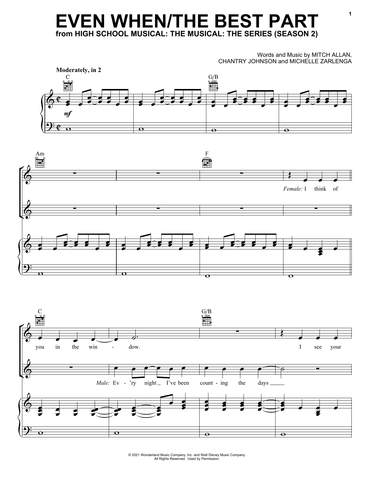 Olivia Rodrigo & Joshua Bassett Even When/The Best Part (from High School Musical: The Musical: The Series) Sheet Music Notes & Chords for Piano, Vocal & Guitar (Right-Hand Melody) - Download or Print PDF