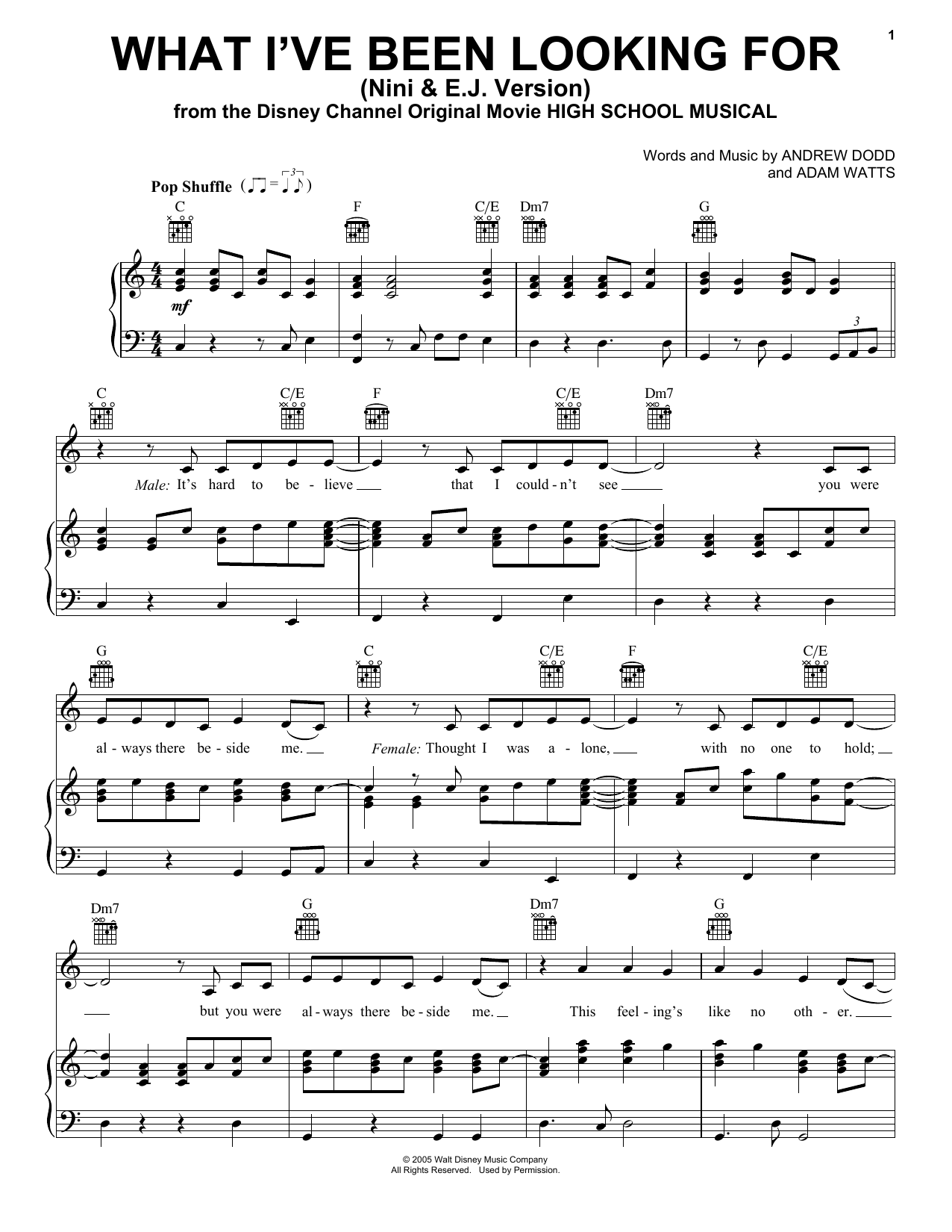 Olivia Rodrigo & Matt Cornett What I've Been Looking For (from High School Musical: The Musical: The Series) Sheet Music Notes & Chords for Piano, Vocal & Guitar (Right-Hand Melody) - Download or Print PDF