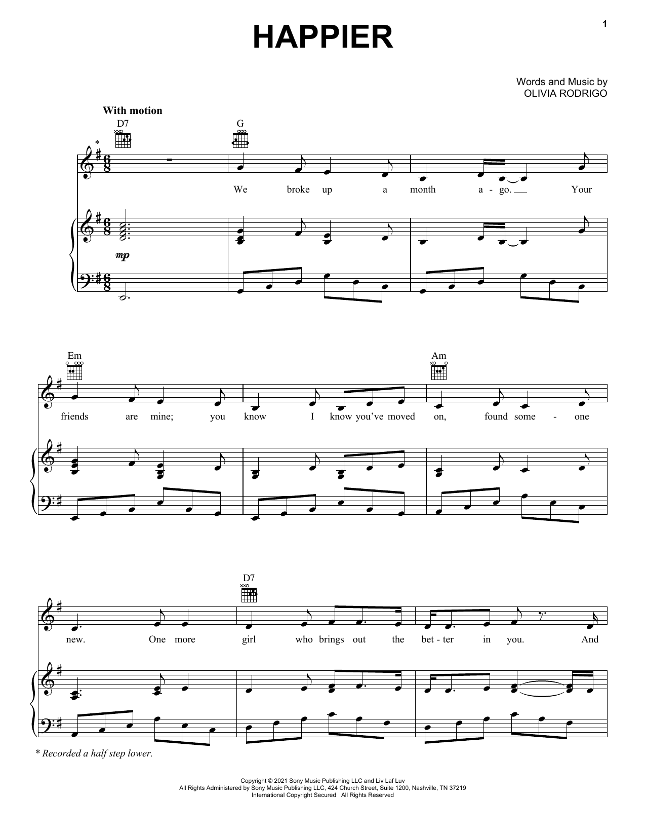 Olivia Rodrigo happier Sheet Music Notes & Chords for Ukulele - Download or Print PDF