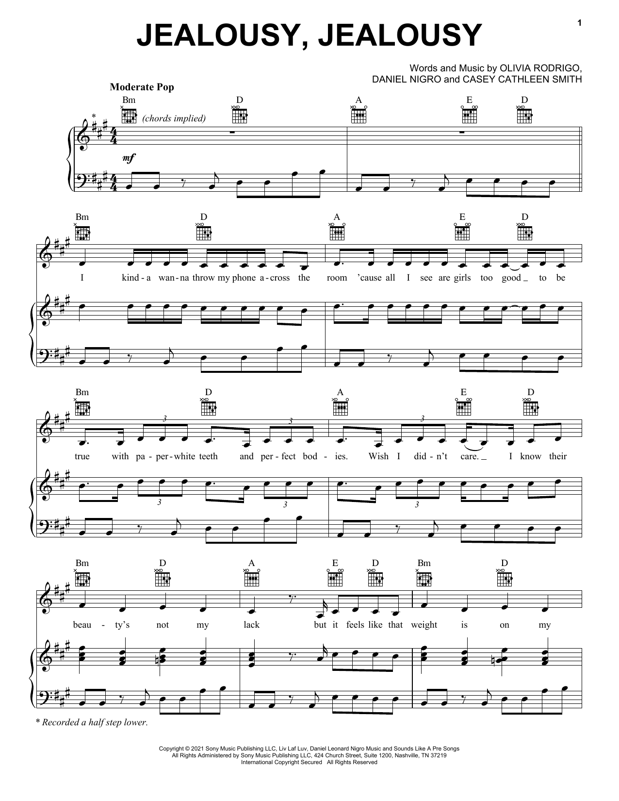 Olivia Rodrigo jealousy, jealousy Sheet Music Notes & Chords for Ukulele - Download or Print PDF