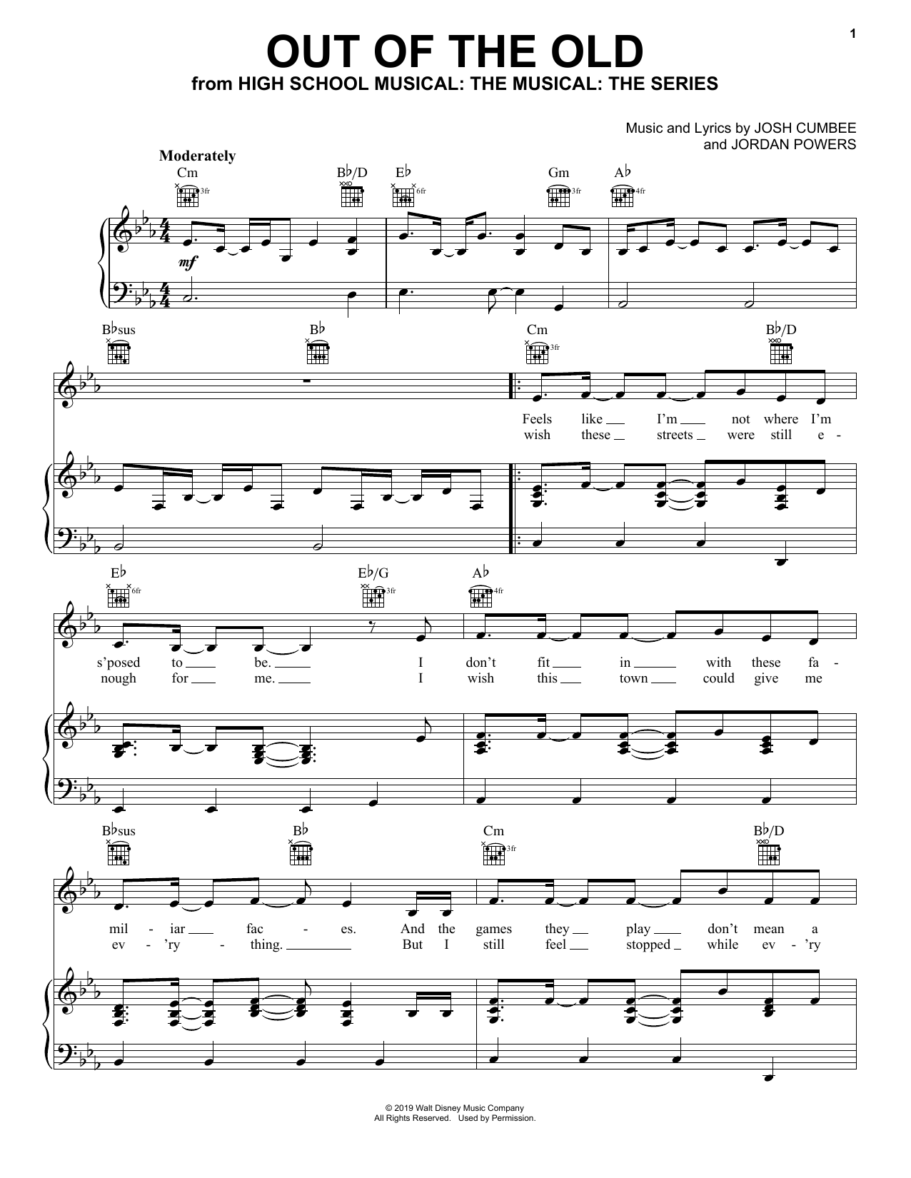 Olivia Rodrigo Out Of The Old (from High School Musical: The Musical: The Series) Sheet Music Notes & Chords for Piano, Vocal & Guitar (Right-Hand Melody) - Download or Print PDF