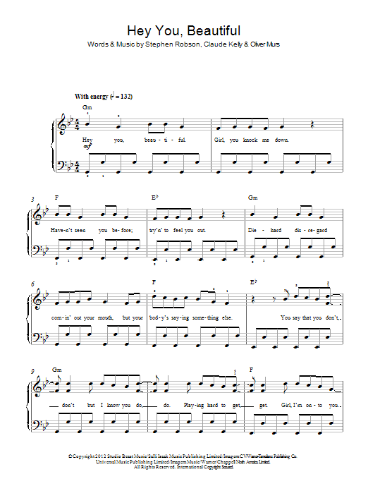 Olly Murs Hey You Beautiful Sheet Music Notes & Chords for Beginner Piano - Download or Print PDF