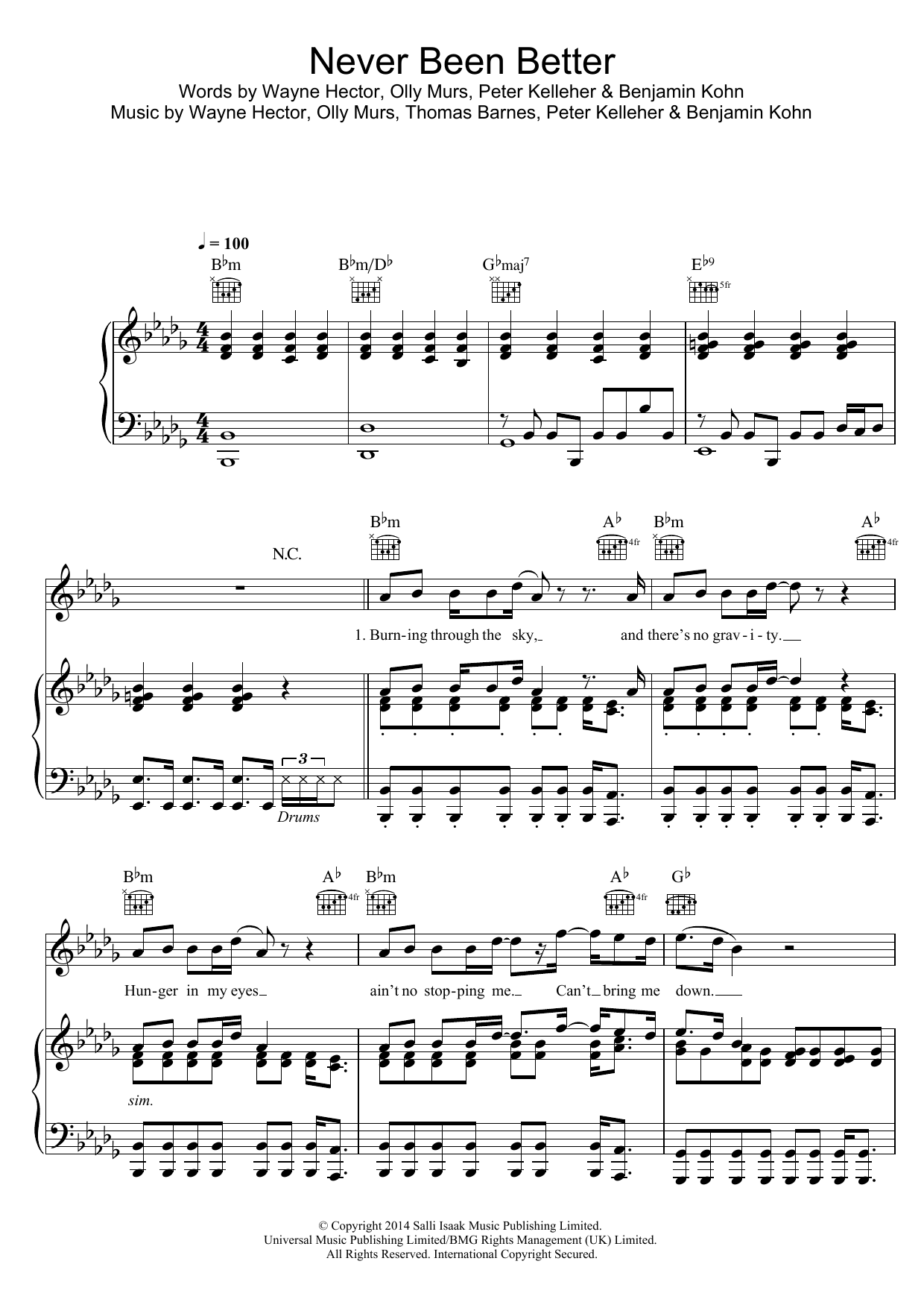 Olly Murs Never Been Better Sheet Music Notes & Chords for 5-Finger Piano - Download or Print PDF