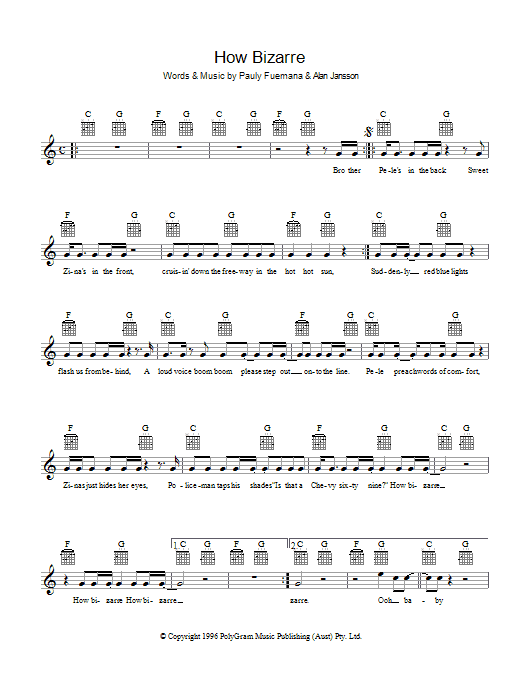 OMC How Bizarre Sheet Music Notes & Chords for Melody Line, Lyrics & Chords - Download or Print PDF