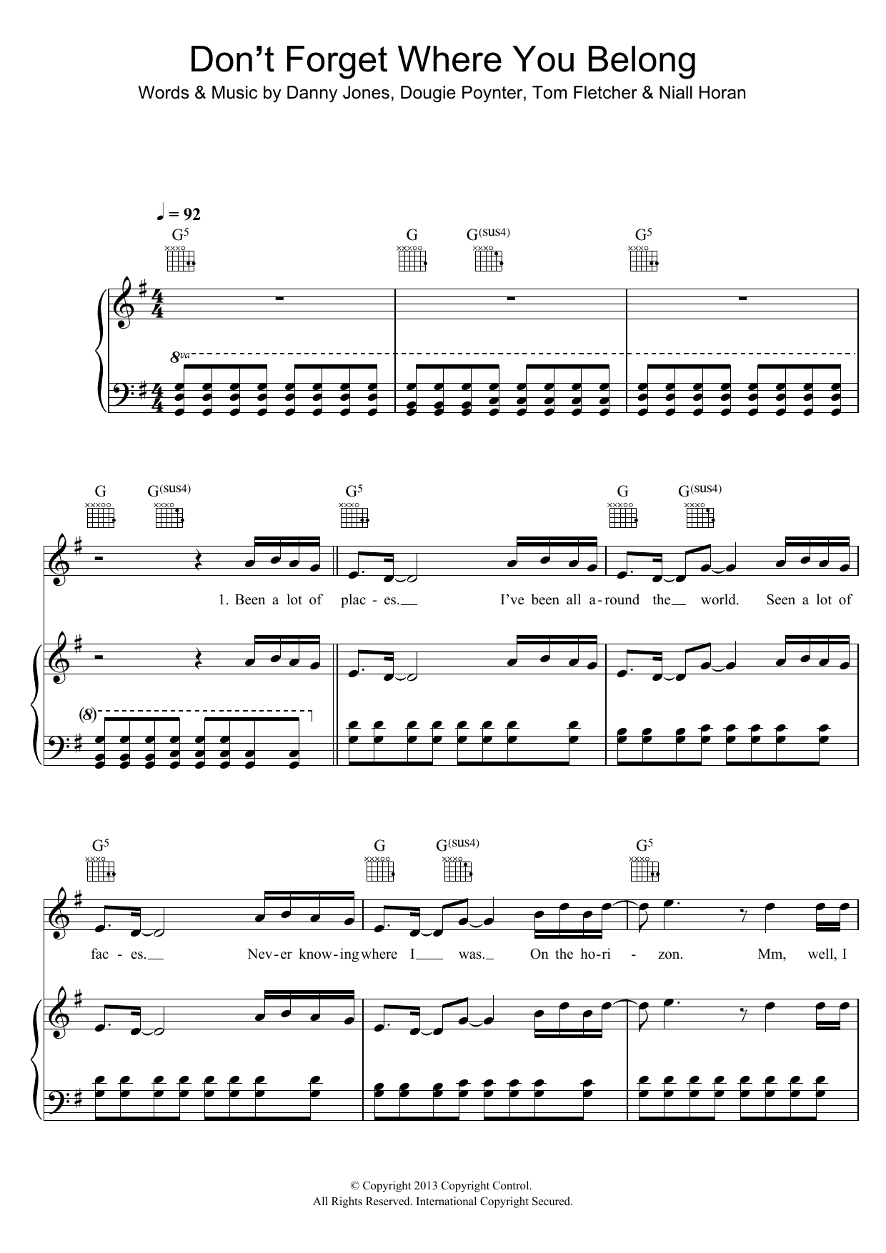One Direction Don't Forget Where You Belong Sheet Music Notes & Chords for Beginner Piano - Download or Print PDF