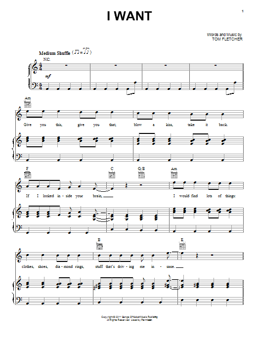 One Direction I Want Sheet Music Notes & Chords for Easy Piano - Download or Print PDF