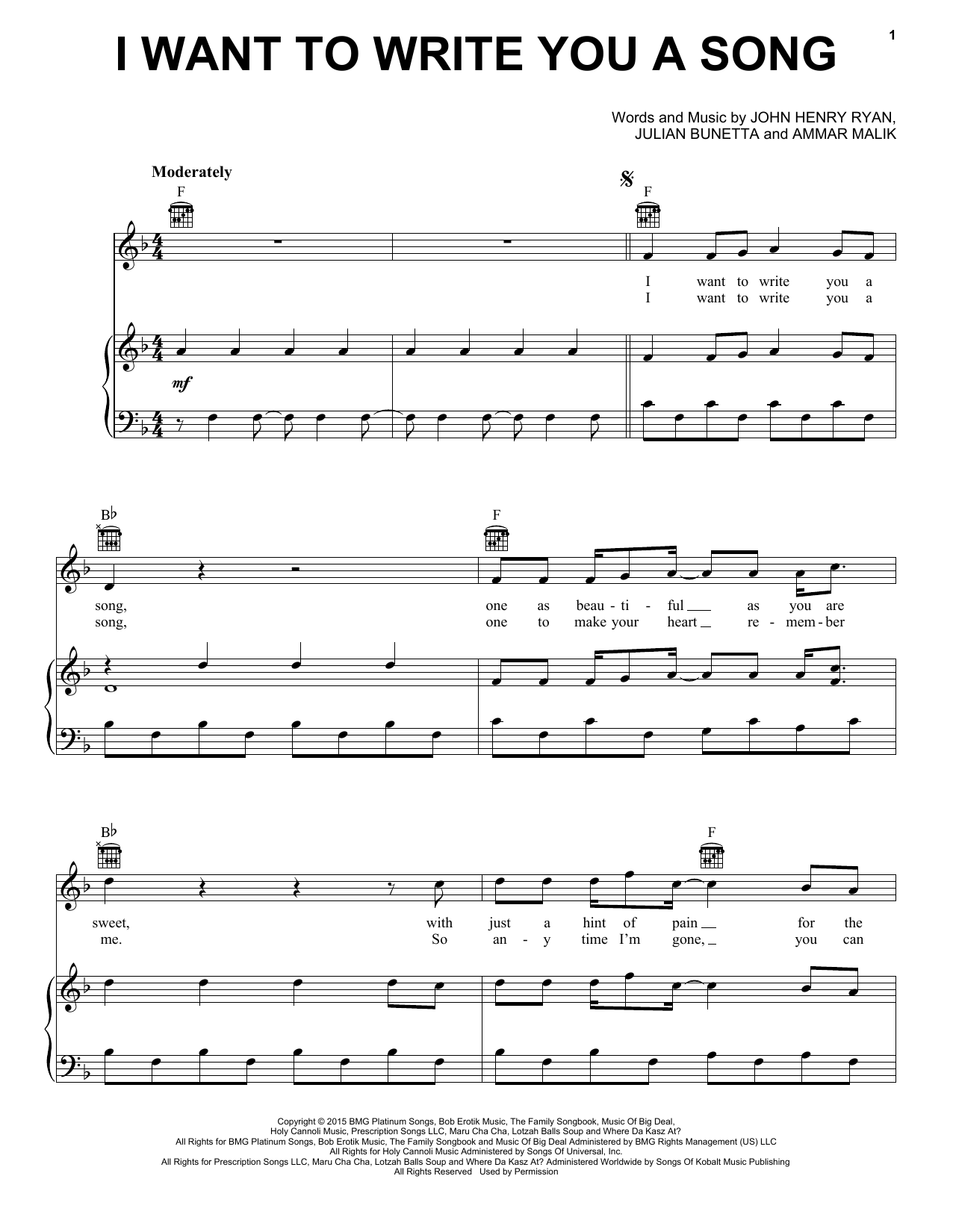 One Direction I Want To Write You A Song Sheet Music Notes & Chords for Easy Piano - Download or Print PDF