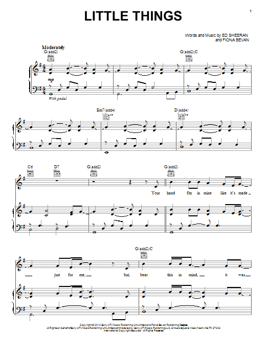 One Direction Little Things Sheet Music Notes & Chords for Keyboard - Download or Print PDF