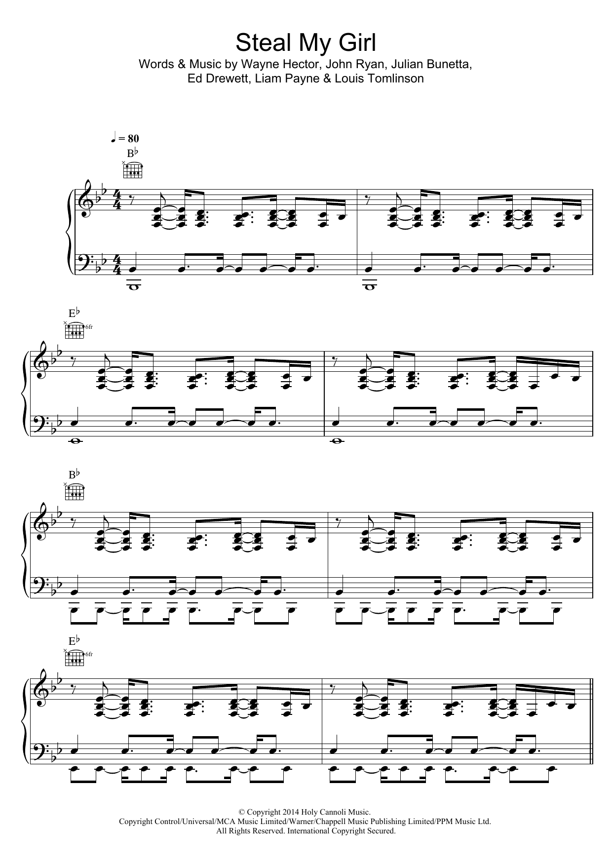 One Direction Steal My Girl Sheet Music Notes & Chords for Beginner Piano - Download or Print PDF