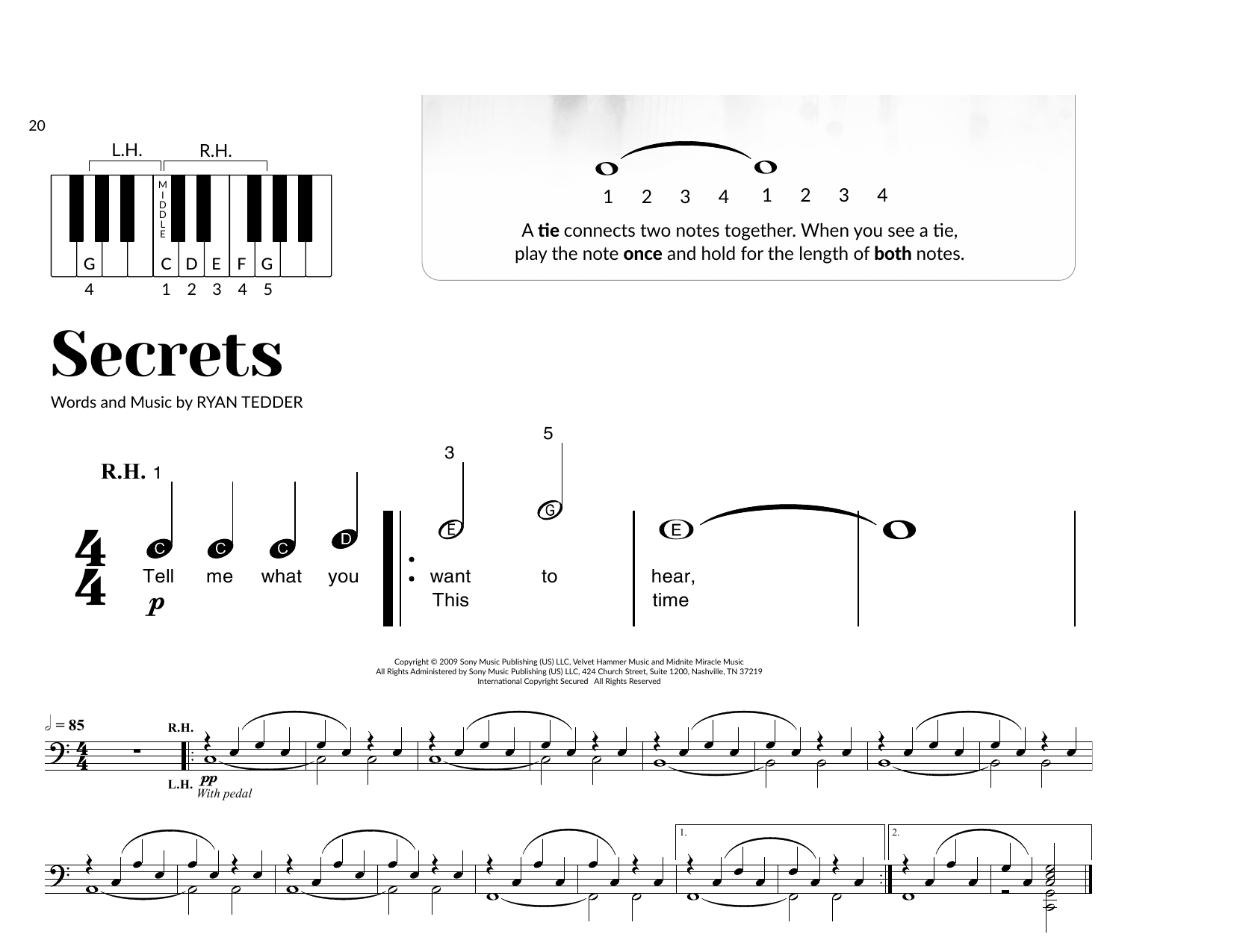 OneRepublic Secrets (arr. Brittany McCorriston) Sheet Music Notes & Chords for Very Beginner Piano - Download or Print PDF