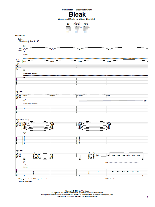 Opeth Bleak Sheet Music Notes & Chords for Guitar Tab - Download or Print PDF