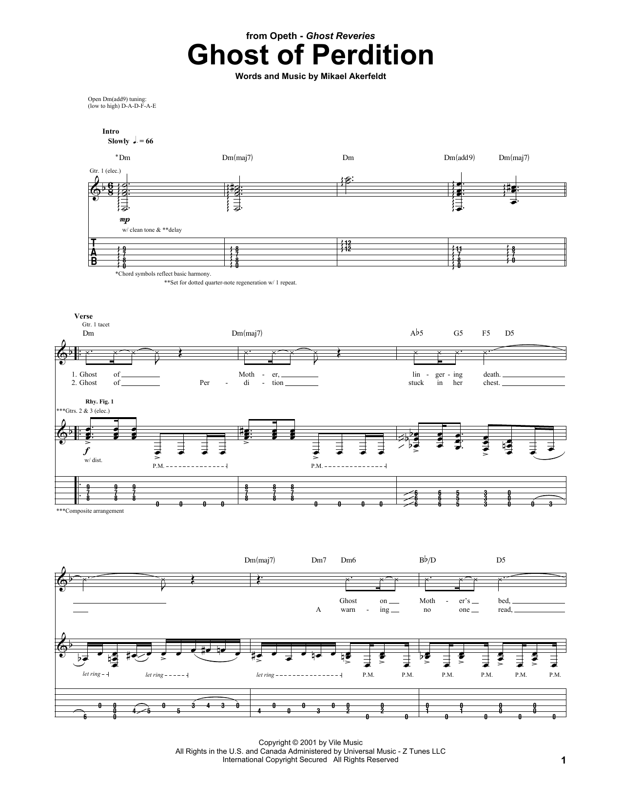 Opeth Ghost Of Perdition Sheet Music Notes & Chords for Guitar Tab - Download or Print PDF