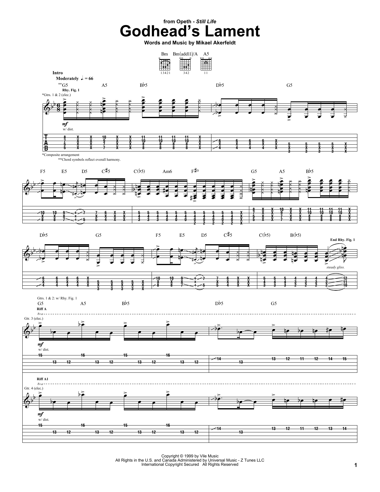 Opeth Godhead's Lament Sheet Music Notes & Chords for Guitar Tab - Download or Print PDF