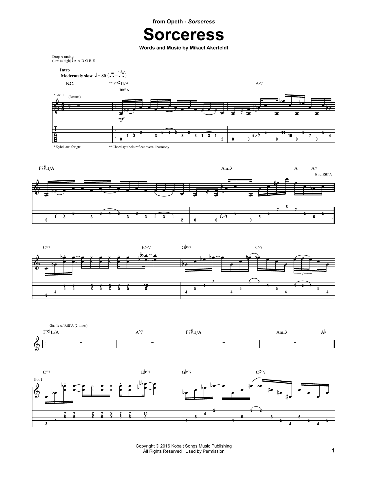 Opeth Sorceress Sheet Music Notes & Chords for Guitar Tab - Download or Print PDF