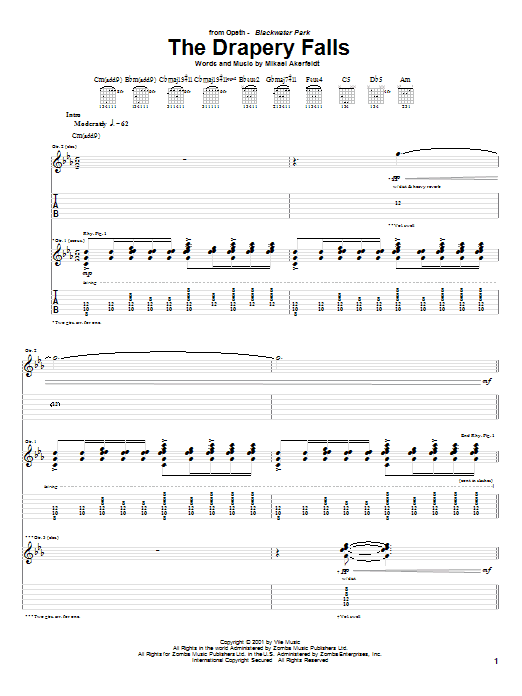 Opeth The Drapery Falls Sheet Music Notes & Chords for Guitar Tab - Download or Print PDF