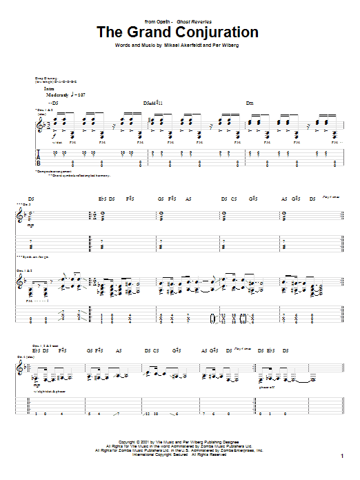 Opeth The Grand Conjuration Sheet Music Notes & Chords for Guitar Tab - Download or Print PDF