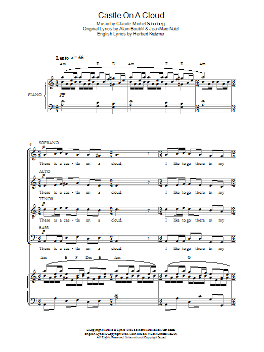 Boublil and Schonberg Castle On A Cloud (from Les Miserables) Sheet Music Notes & Chords for SATB - Download or Print PDF