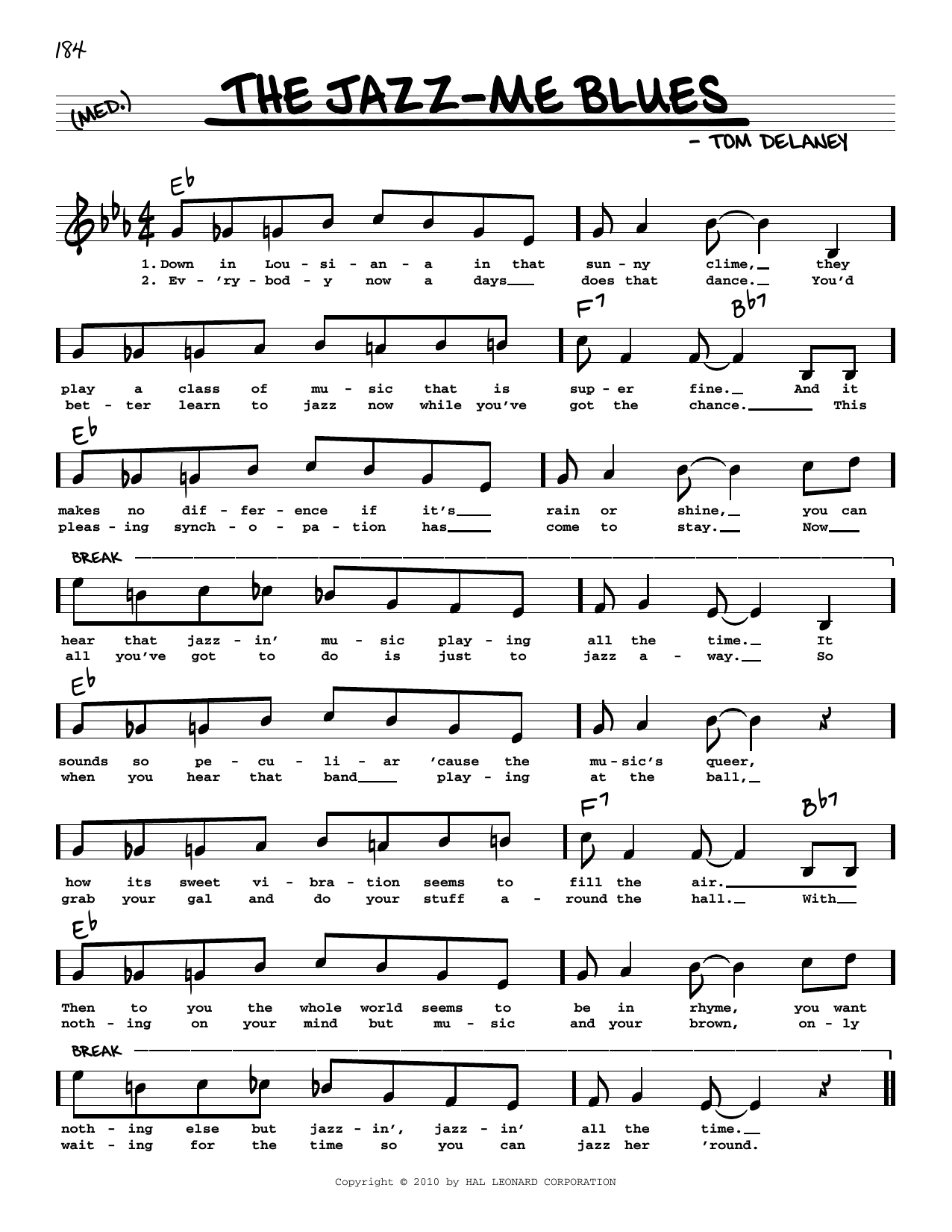 Original Dixieland Jazz Band The Jazz-Me Blues (arr. Robert Rawlins) Sheet Music Notes & Chords for Real Book – Melody, Lyrics & Chords - Download or Print PDF