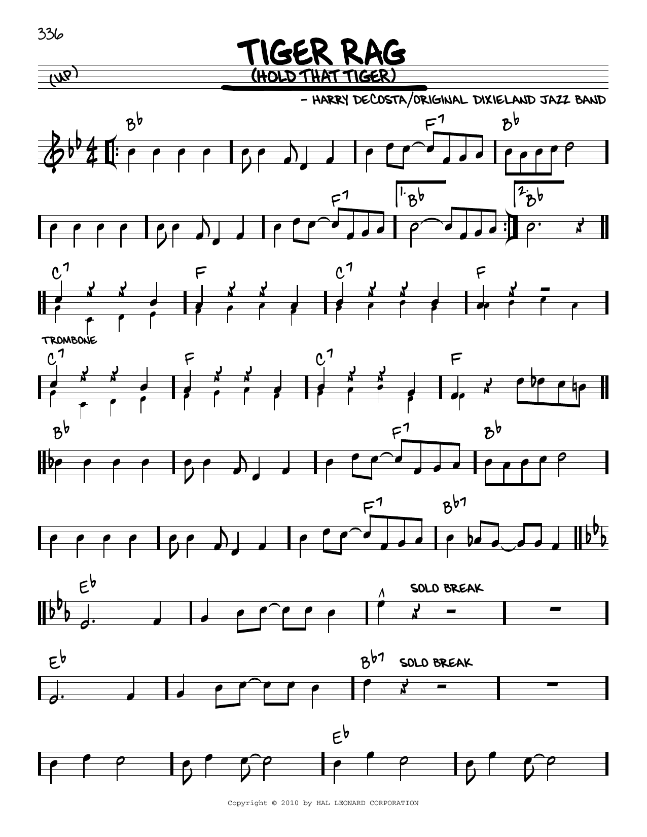 Original Dixieland Jazz Band Tiger Rag (Hold That Tiger) (arr. Robert Rawlins) Sheet Music Notes & Chords for Real Book – Melody, Lyrics & Chords - Download or Print PDF