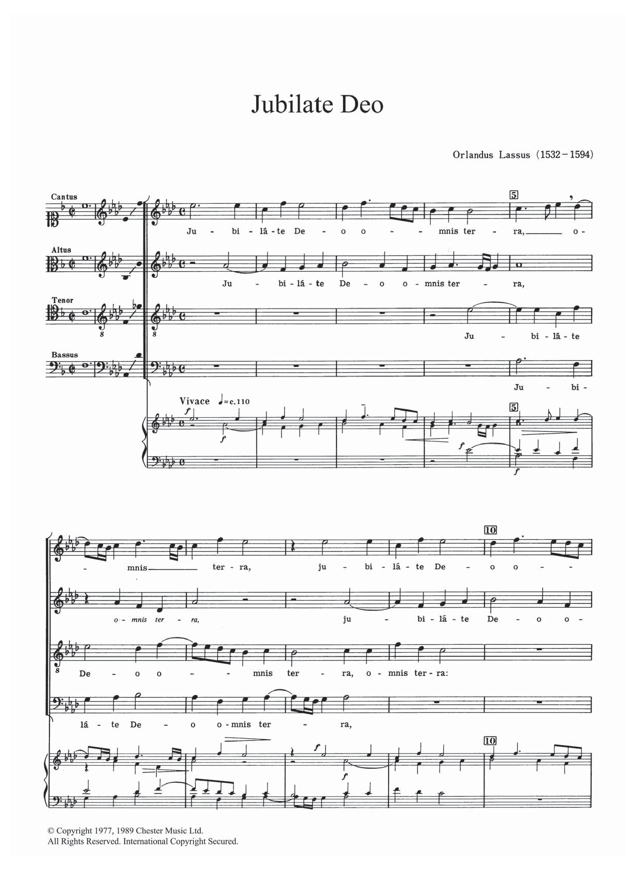 Orlandus Lassus Jubilate Deo Sheet Music Notes & Chords for SATB - Download or Print PDF