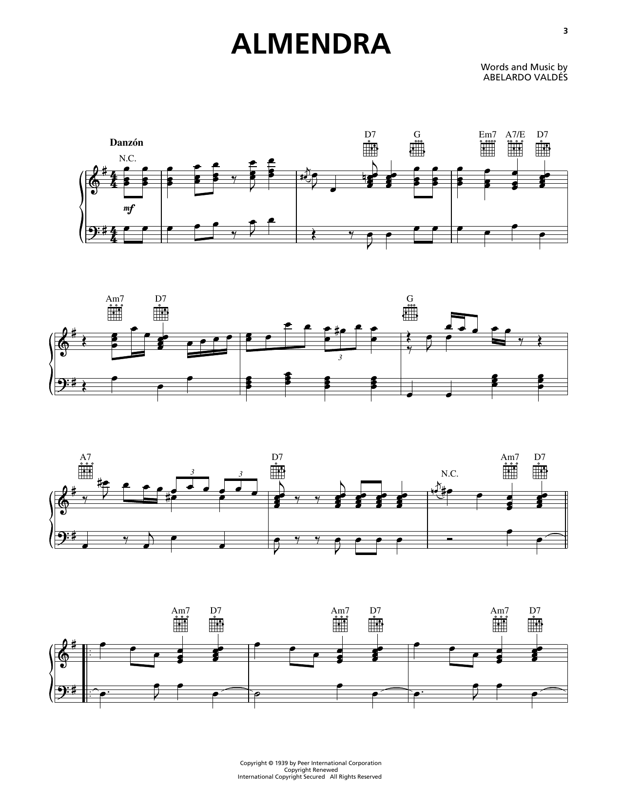 Orquesta Aragon Almendra Sheet Music Notes & Chords for Piano Solo - Download or Print PDF