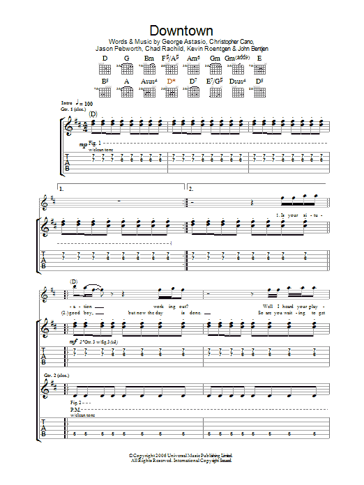 Orson Downtown Sheet Music Notes & Chords for Guitar Tab - Download or Print PDF