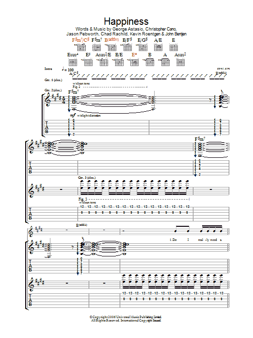 Orson Happiness Sheet Music Notes & Chords for Guitar Tab - Download or Print PDF