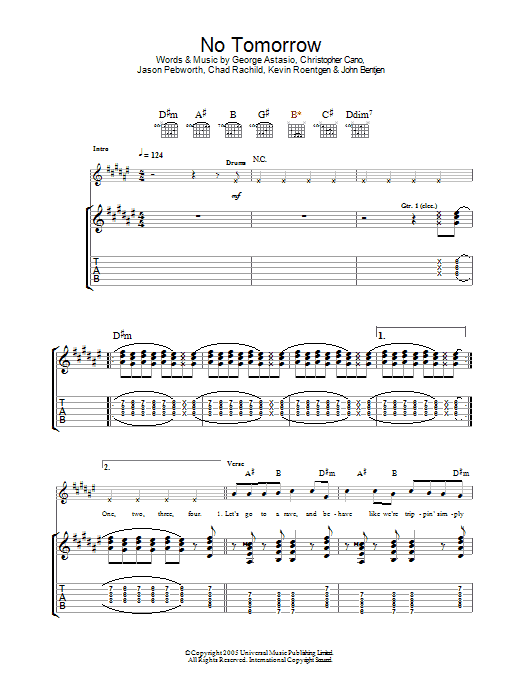 Orson No Tomorrow Sheet Music Notes & Chords for Guitar Tab - Download or Print PDF