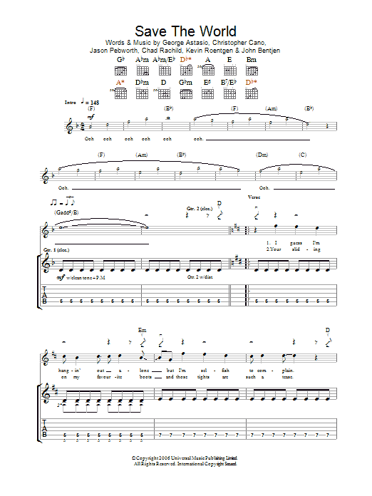 Orson Save The World Sheet Music Notes & Chords for Guitar Tab - Download or Print PDF