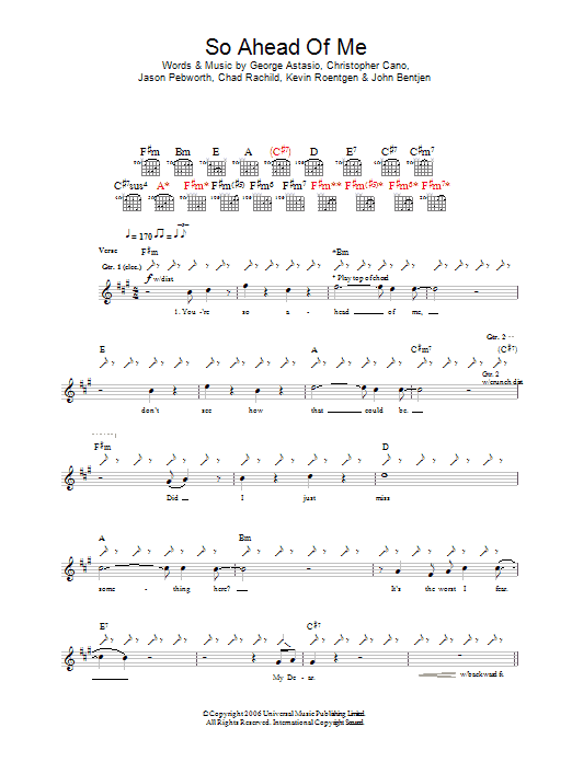 Orson So Ahead Of Me Sheet Music Notes & Chords for Guitar Tab - Download or Print PDF