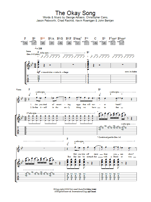 Orson The Okay Song Sheet Music Notes & Chords for Guitar Tab - Download or Print PDF