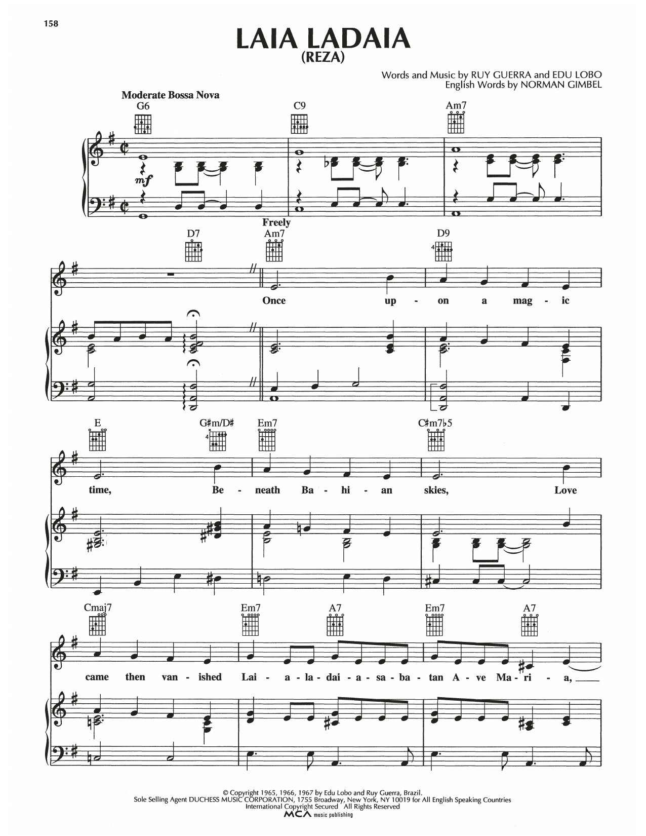 Oscar Brown, Jr. & Luiz Henrique Laia Ladaia (Reza) Sheet Music Notes & Chords for Piano, Vocal & Guitar Chords (Right-Hand Melody) - Download or Print PDF