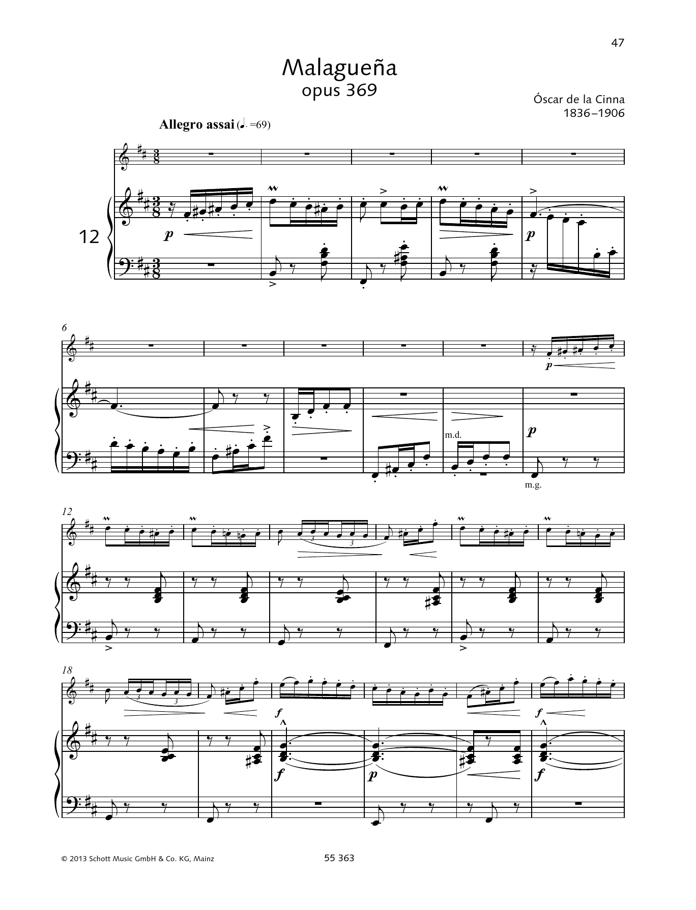 Oscar de la Cinna Malaguena Sheet Music Notes & Chords for Woodwind Solo - Download or Print PDF