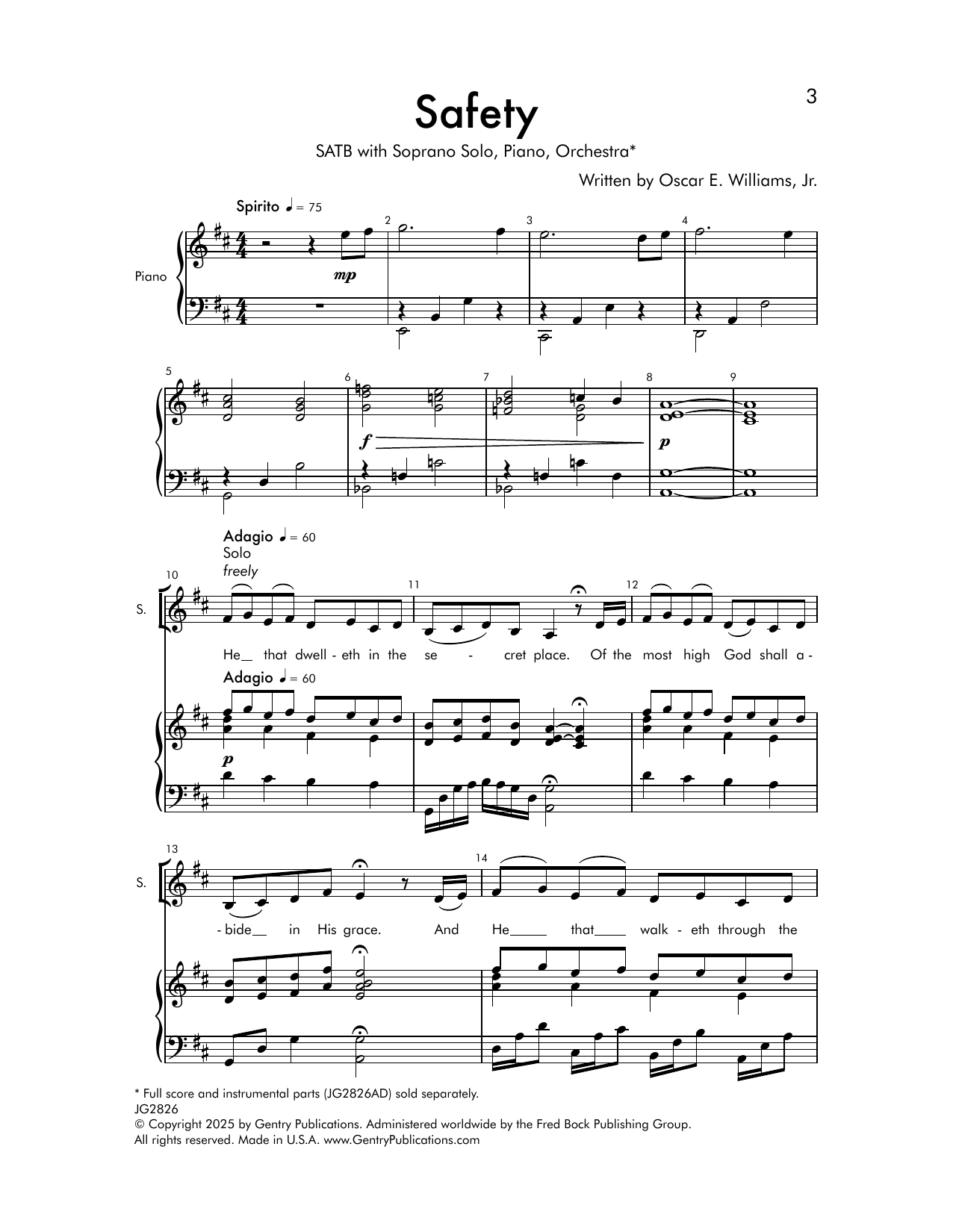 Oscar E. Williams, Jr. Safety Sheet Music Notes & Chords for SATB Choir - Download or Print PDF