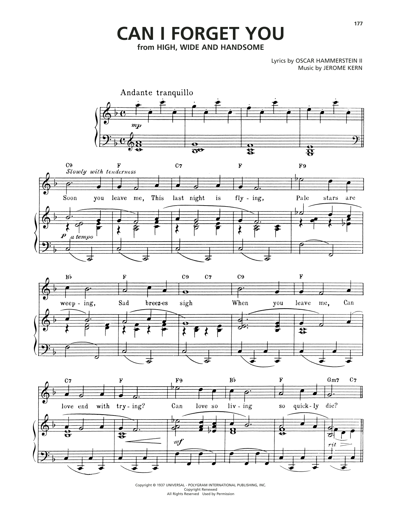 Oscar Hammerstein II & Jerome Kern Can I Forget You Sheet Music Notes & Chords for Piano, Vocal & Guitar Chords (Right-Hand Melody) - Download or Print PDF