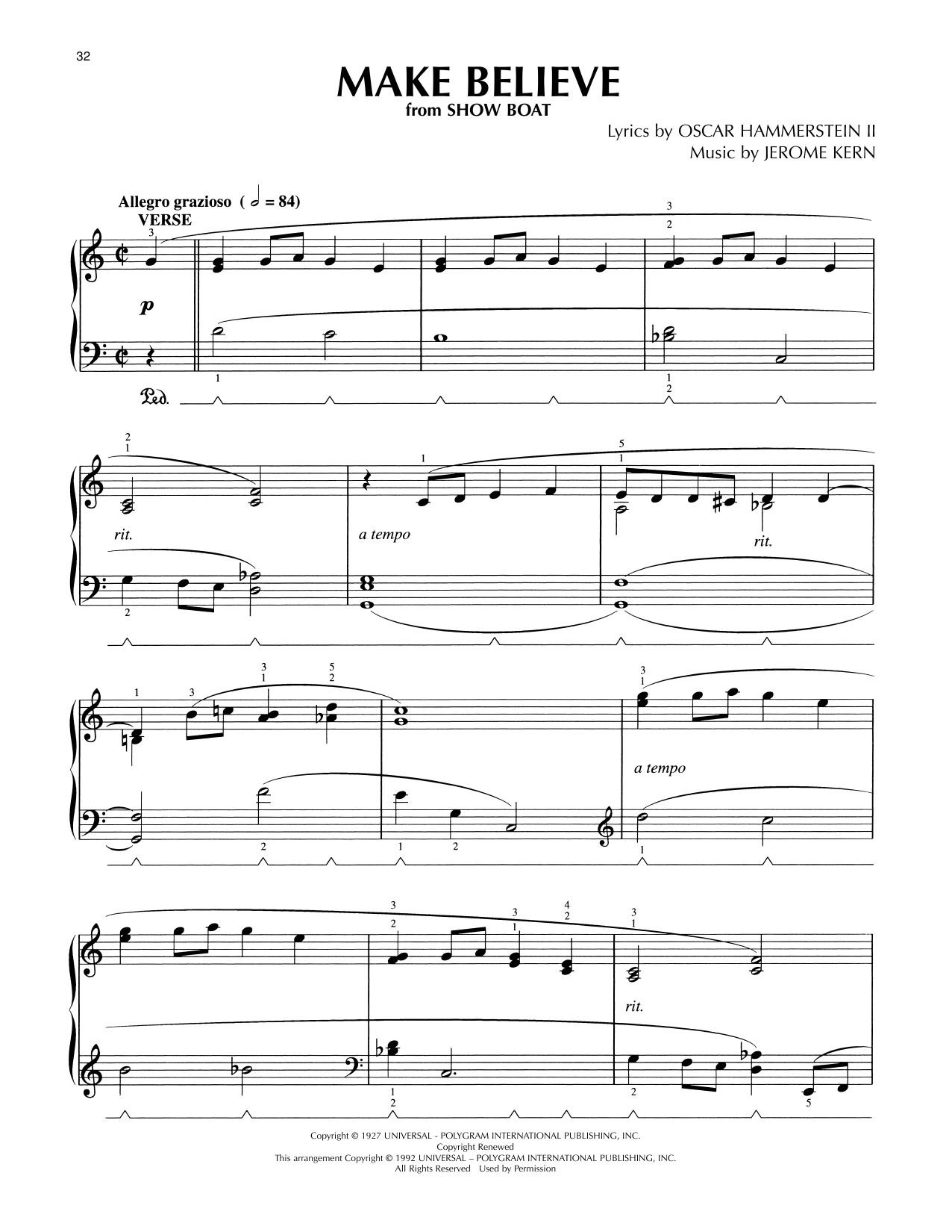 Oscar Hammerstein II & Jerome Kern Make Believe (from Show Boat) (arr. Lee Evans) Sheet Music Notes & Chords for Piano Solo - Download or Print PDF