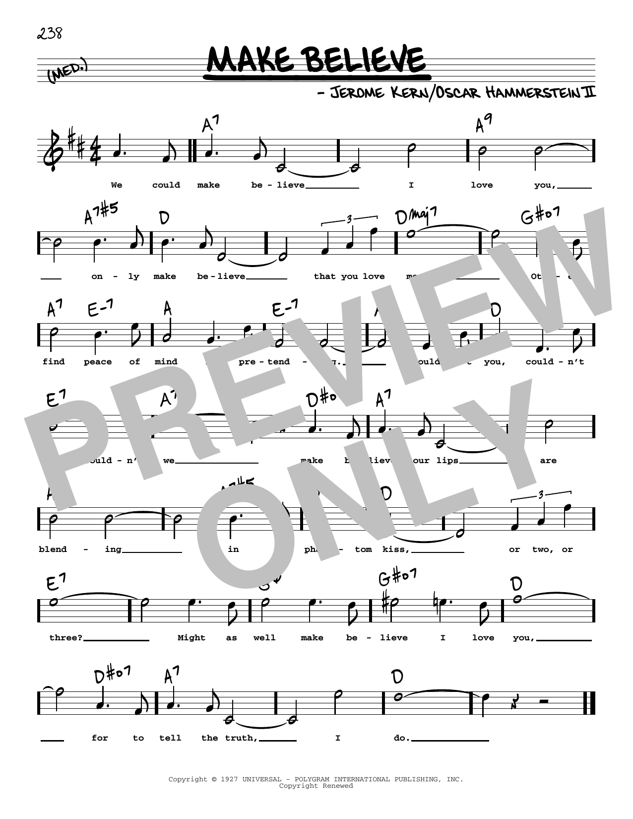 Oscar Hammerstein II & Jerome Kern Make Believe (High Voice) (from Show Boat) Sheet Music Notes & Chords for Real Book – Melody, Lyrics & Chords - Download or Print PDF