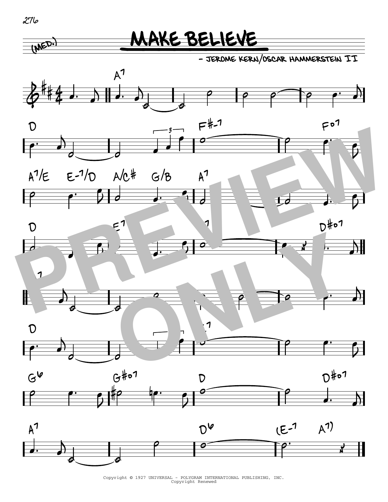 Oscar Hammerstein II & Jerome Kern Make Believe Sheet Music Notes & Chords for Real Book – Melody & Chords - Download or Print PDF