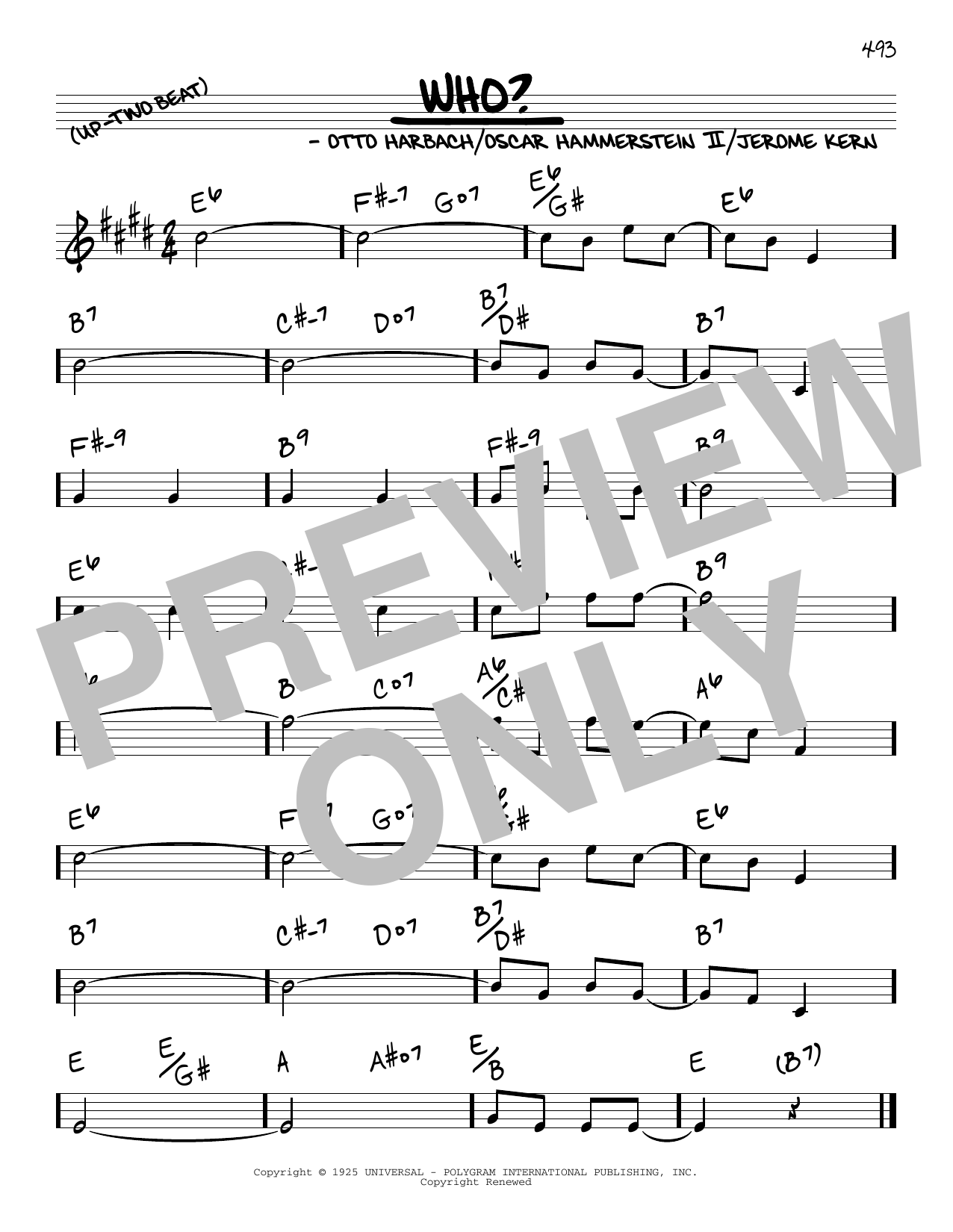 Oscar Hammerstein II & Jerome Kern Who? Sheet Music Notes & Chords for Real Book – Melody & Chords - Download or Print PDF
