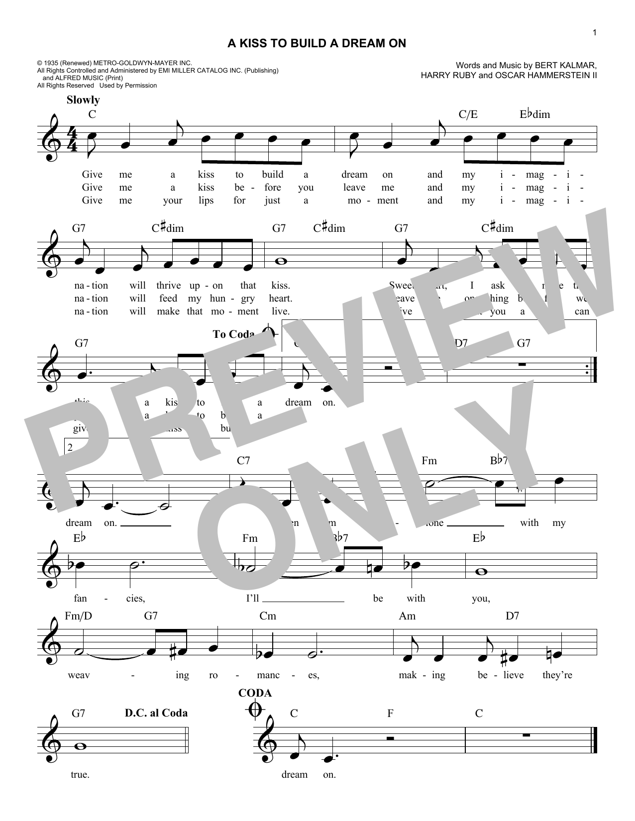 Oscar Hammerstein II A Kiss To Build A Dream On Sheet Music Notes & Chords for Real Book – Melody & Chords - Download or Print PDF