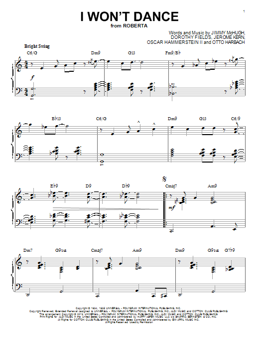 Oscar Hammerstein II I Won't Dance [Jazz version] (arr. Brent Edstrom) Sheet Music Notes & Chords for Piano - Download or Print PDF