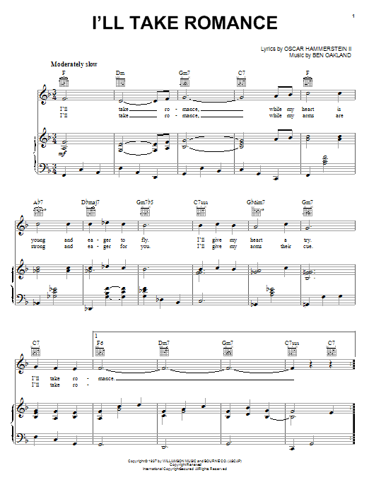 Oscar Hammerstein II I'll Take Romance Sheet Music Notes & Chords for Piano - Download or Print PDF