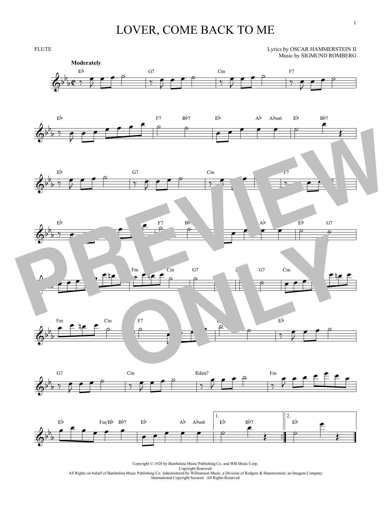 Oscar Hammerstein II Lover, Come Back To Me Sheet Music Notes & Chords for Trumpet - Download or Print PDF